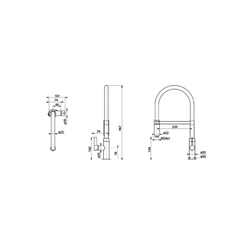 Смеситель AquaSanita Colos 7003-T graphite