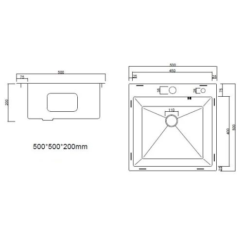 Мойка ARFEKA ECO AR 500*500 SATIN