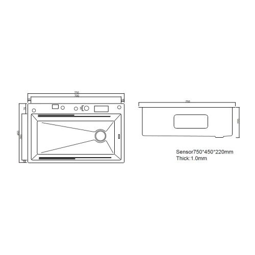 Мойка ARFEKA SENSOR ECO AR 750*450 BLACK PVD NANO DECOR