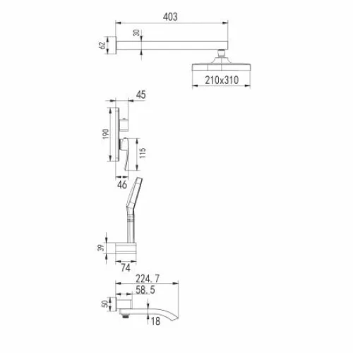 Душевая система Rose R1535F встраиваемая, хром/белый