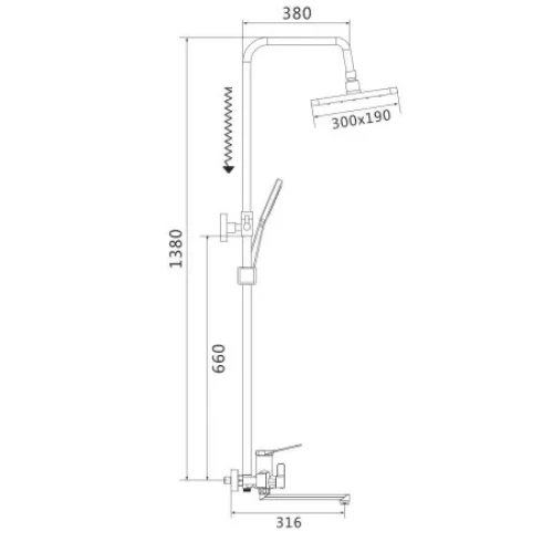 Душевая система Shevanik S6236H, черный