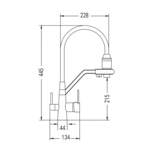 Смеситель для мойки Rose R558L с подключением к фильтру и гибким извивом, сатин